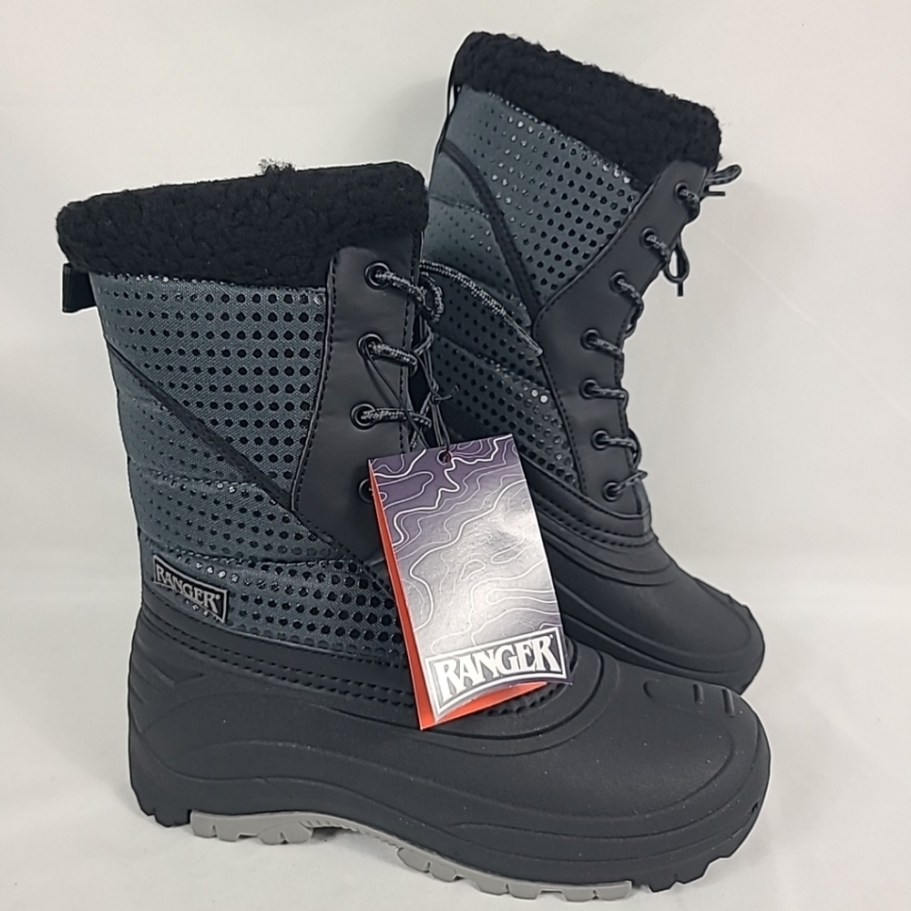 NEW Ranger Snowbank Youth Black Snow Boots Black Sz 7M